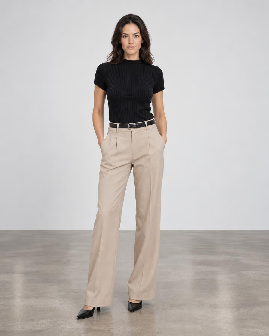 Short Sleeve Rib Top - Black