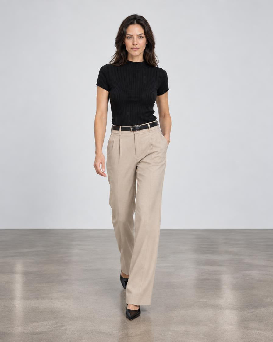 Short Sleeve Rib Top - Black
