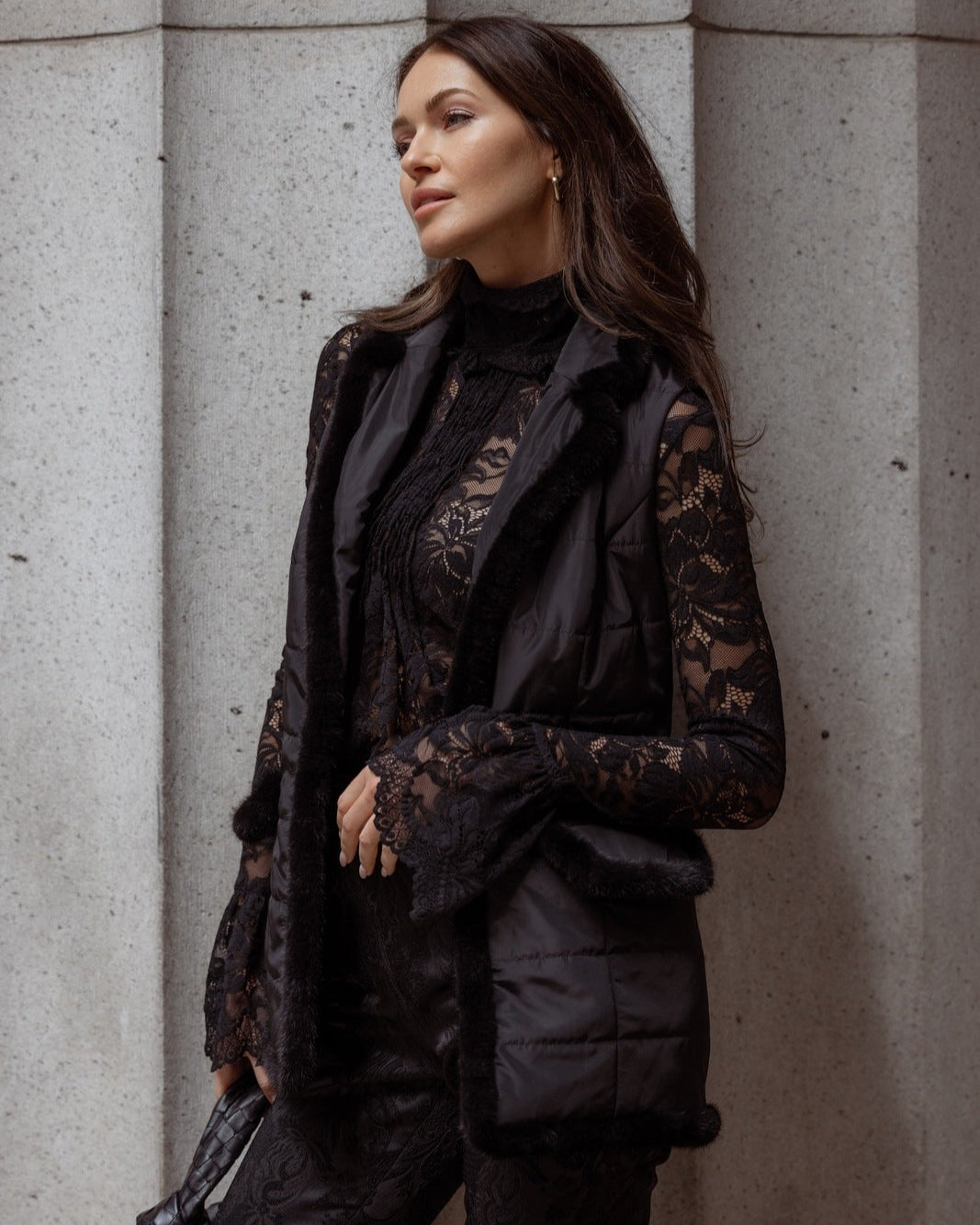 Mink Nylon Vest in Black