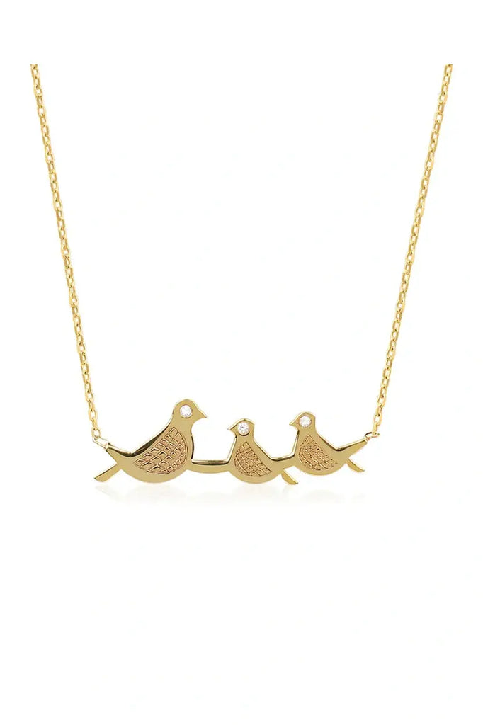 Mama Bird & 2 Baby Birds Necklace