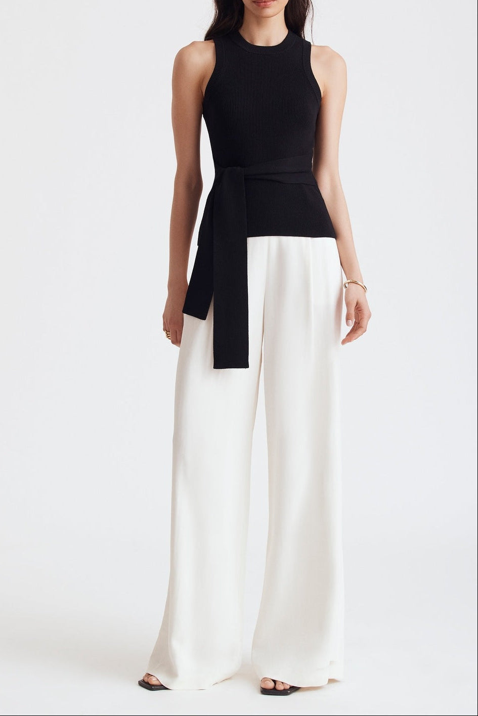 Molly Sleeveless Racer Tie Front Top