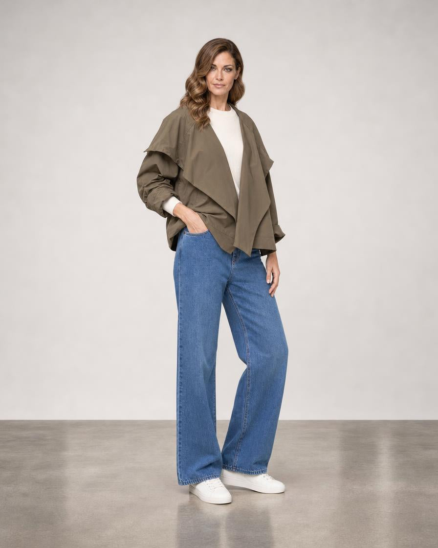 Cropped Asymmetrical Jacket - Turtle
