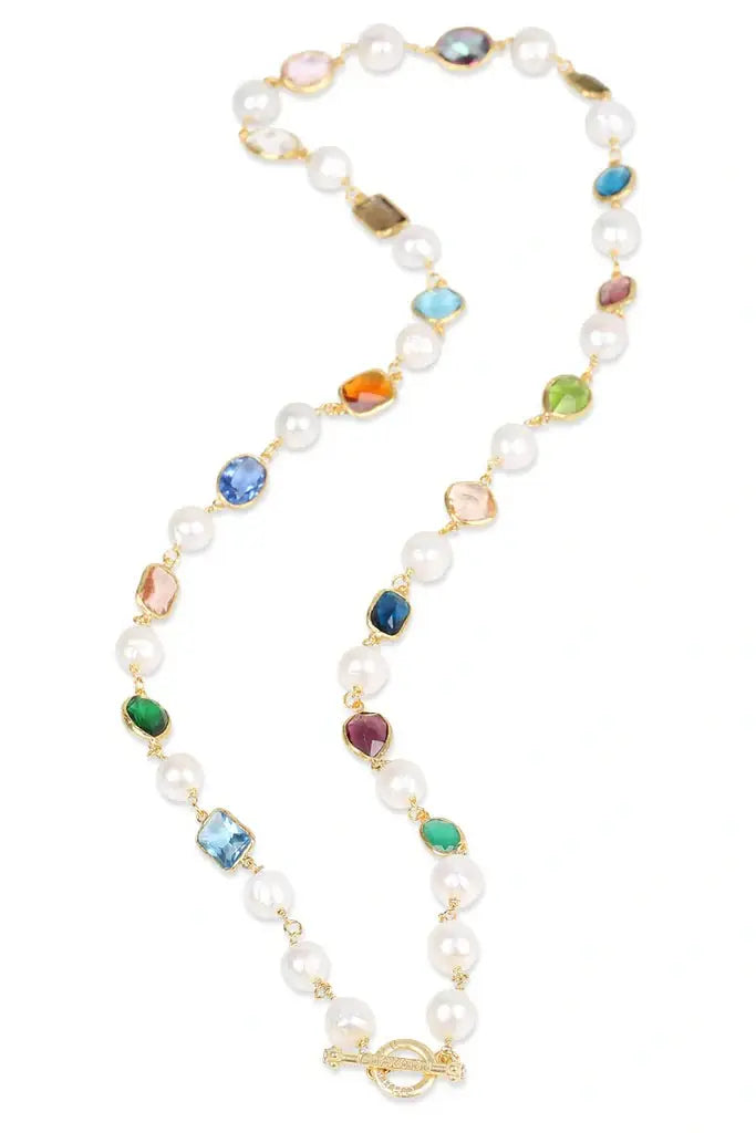 Pearl Gemstone Long Necklace