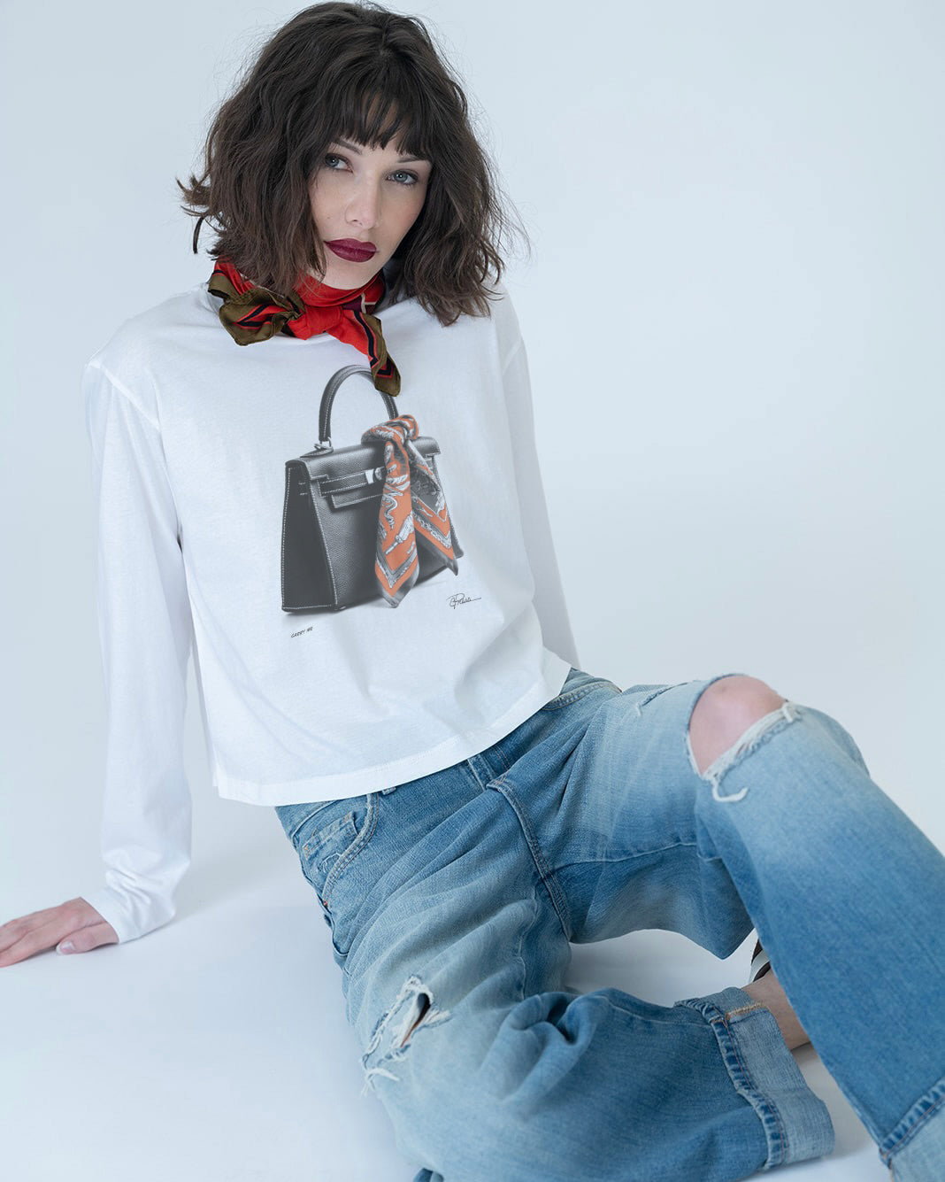CPRESS Studio Carry Me Sunday Long Sleeve Tee in White