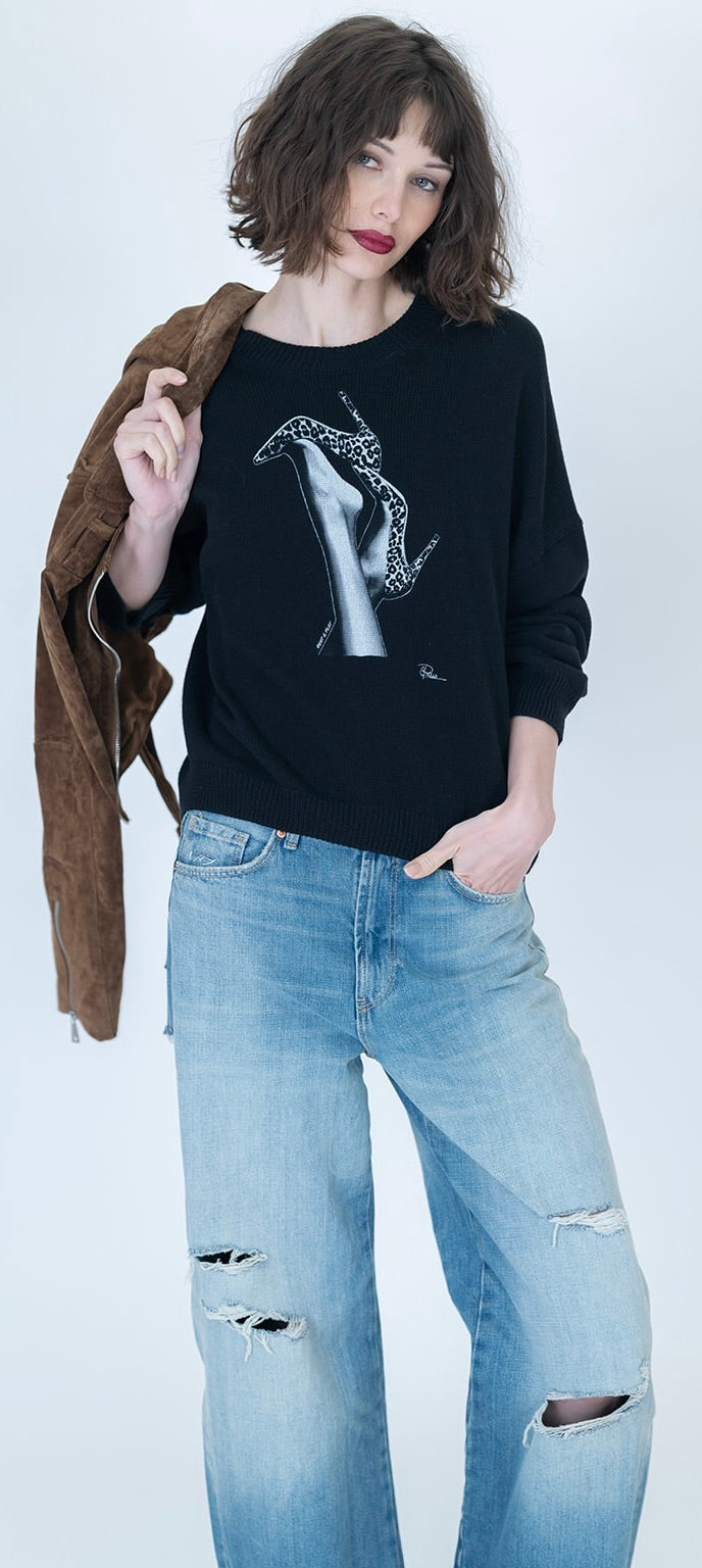 Rest & Play Jordyn Crew Sweater - Black