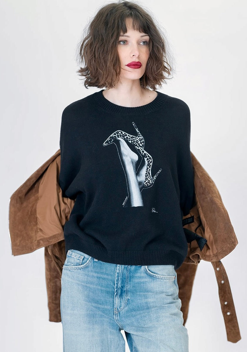 Rest & Play Jordyn Crew Sweater - Black
