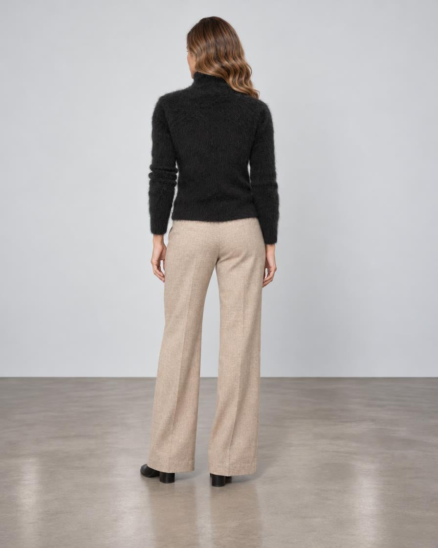 D.Exterior Lace Inset Turtleneck Sweater - Black