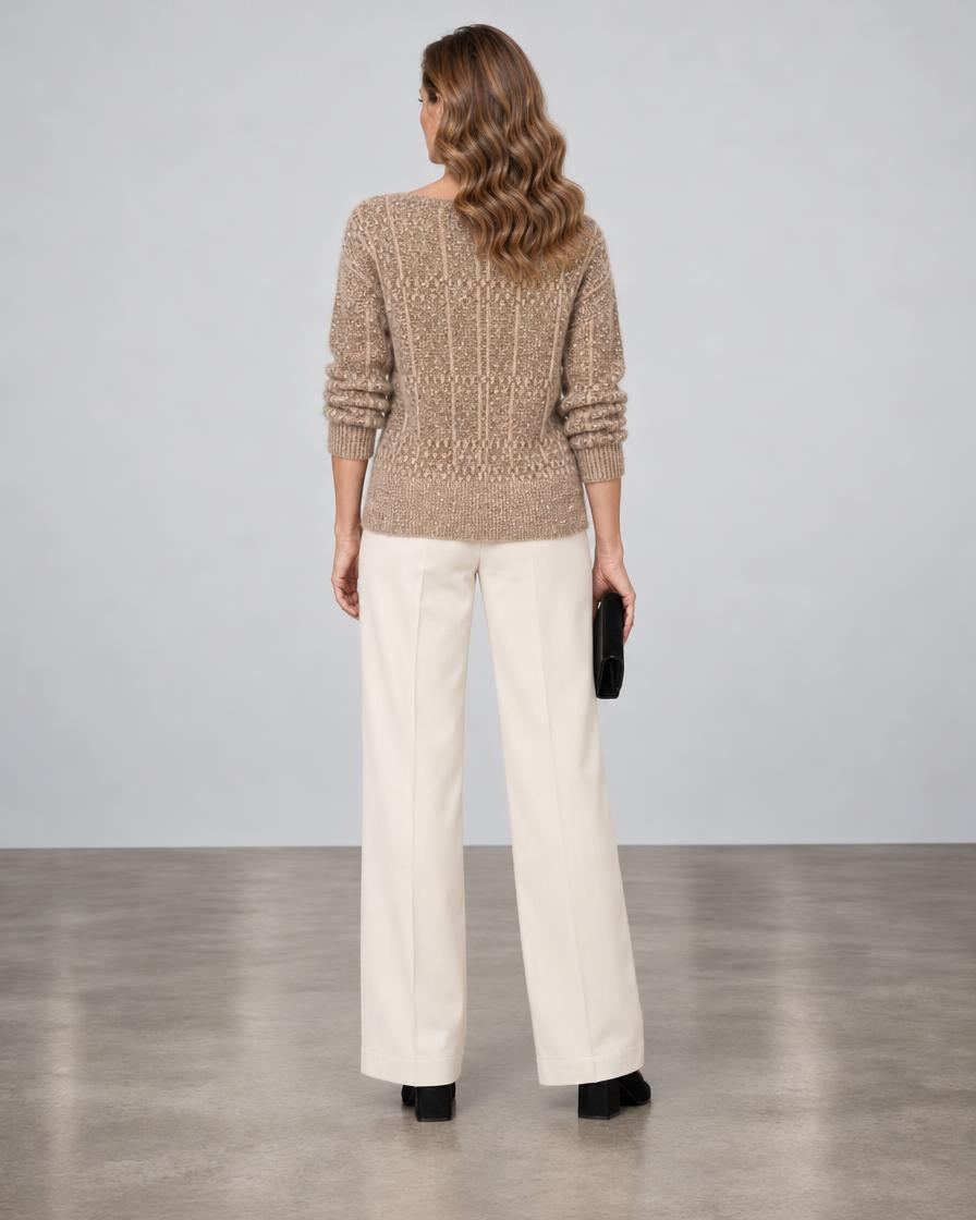 D.Exterior Sequin Textured Knit Sweater - Honey