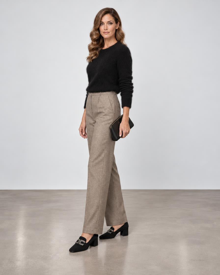 D.Exterior Pleated Straight-Leg Trousers - Visone
