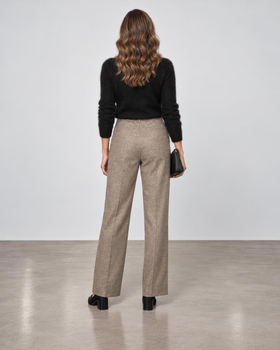 D.Exterior Pleated Straight-Leg Trousers - Visone
