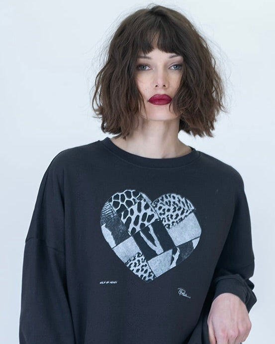 Wild at Heart Cozy Sweatshirt - Worn Black