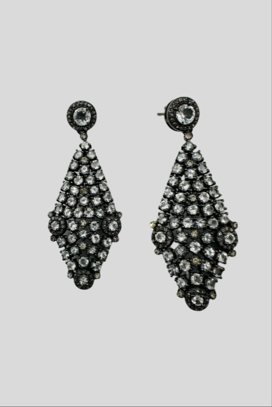 Evergreen Collections Clear Quartz and Diamond Earrings