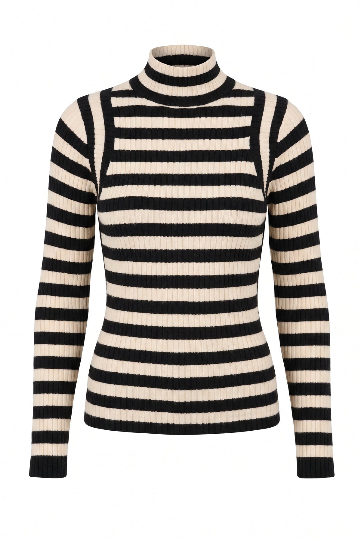 Linh Contour Stripe Knit Top - Black/Latte