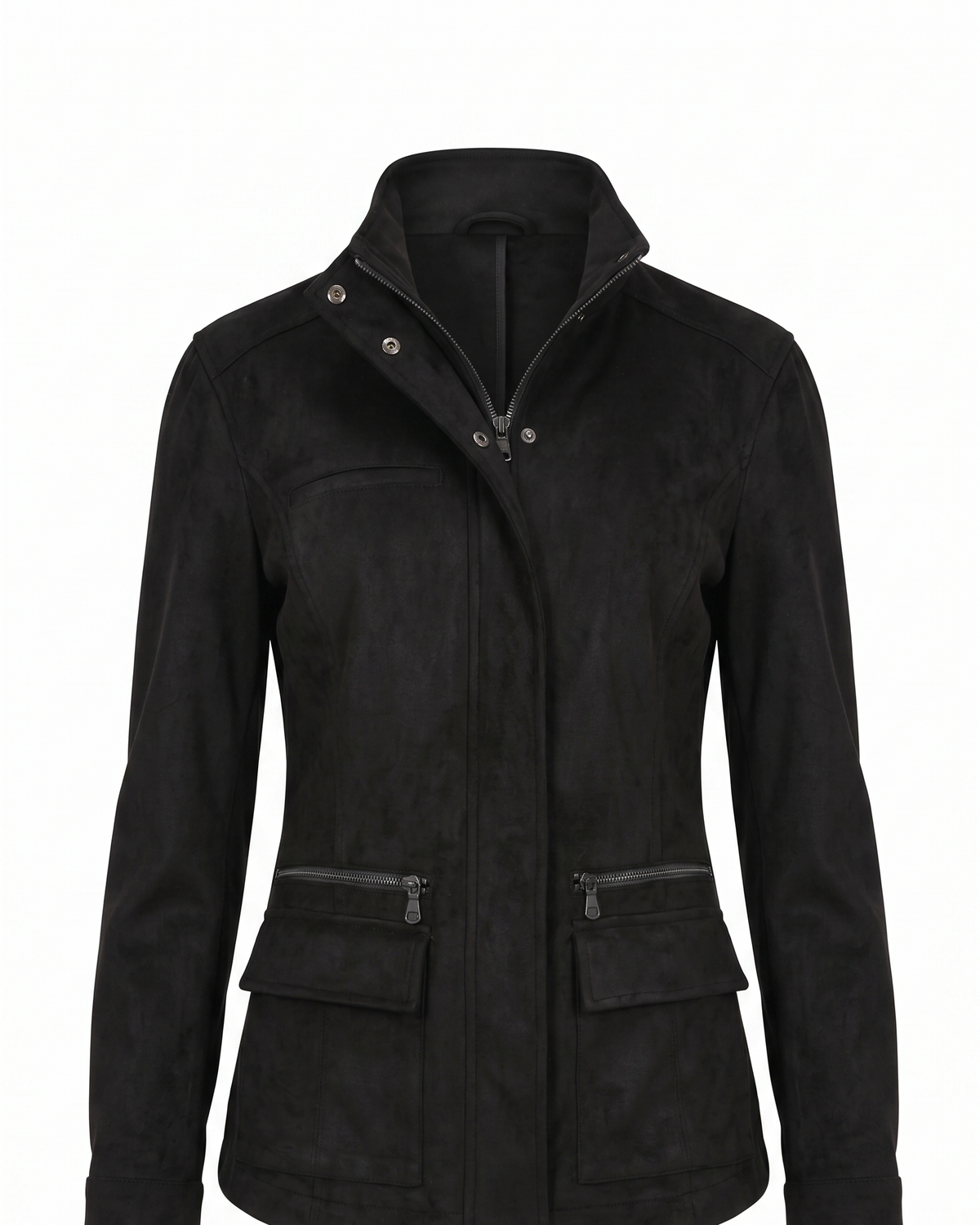 Kenya Faux Suede Safari Jacket - Black