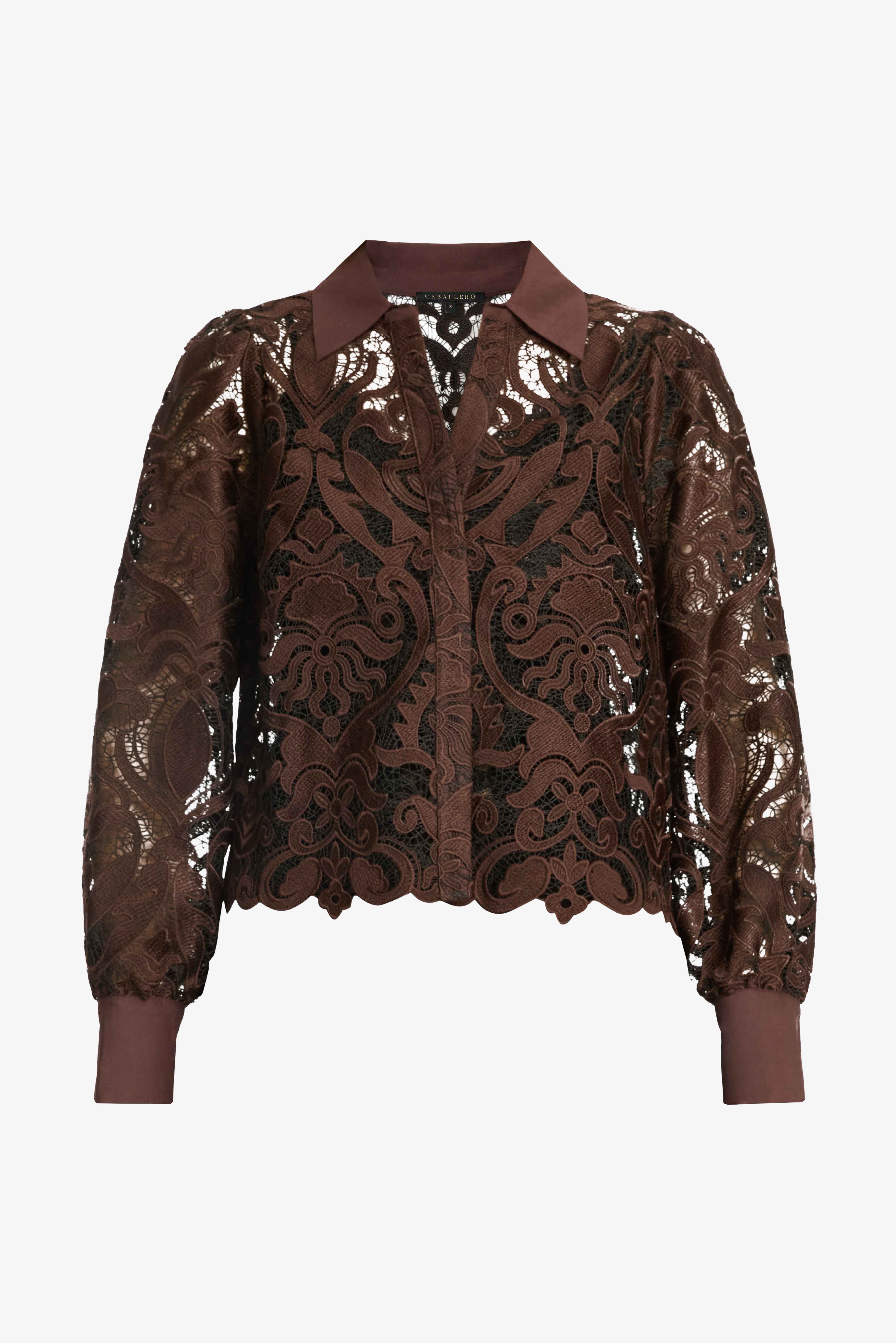 Emmie Top - Chocolate Brown/Black Lace