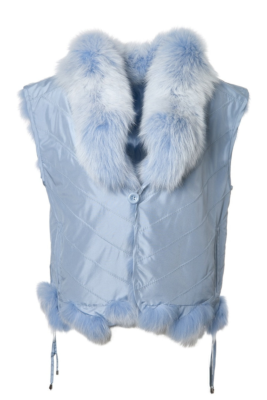 Silk Reversible Short Vest Soft Chambray