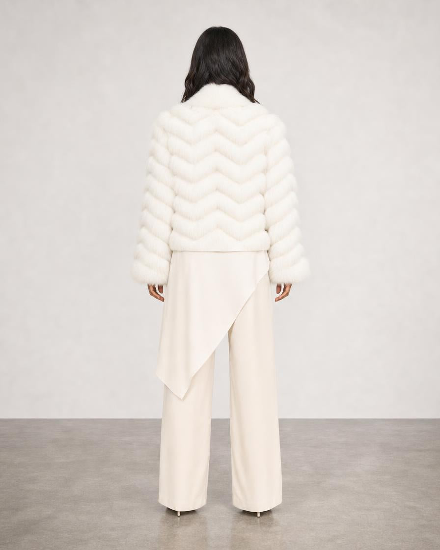 Silk Reversible Fur Bomber Jacket - Arctic White