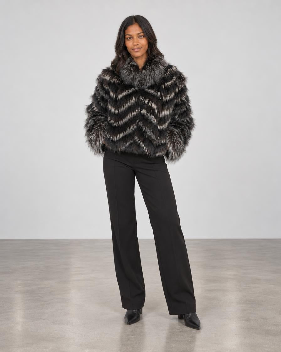 Silk Reversible Fur Bomber Jacket - Shadow Teal