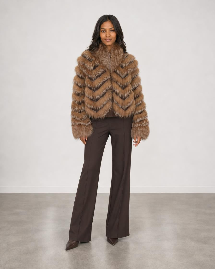 Silk Reversible Fur Bomber Jacket - Truffle Halo