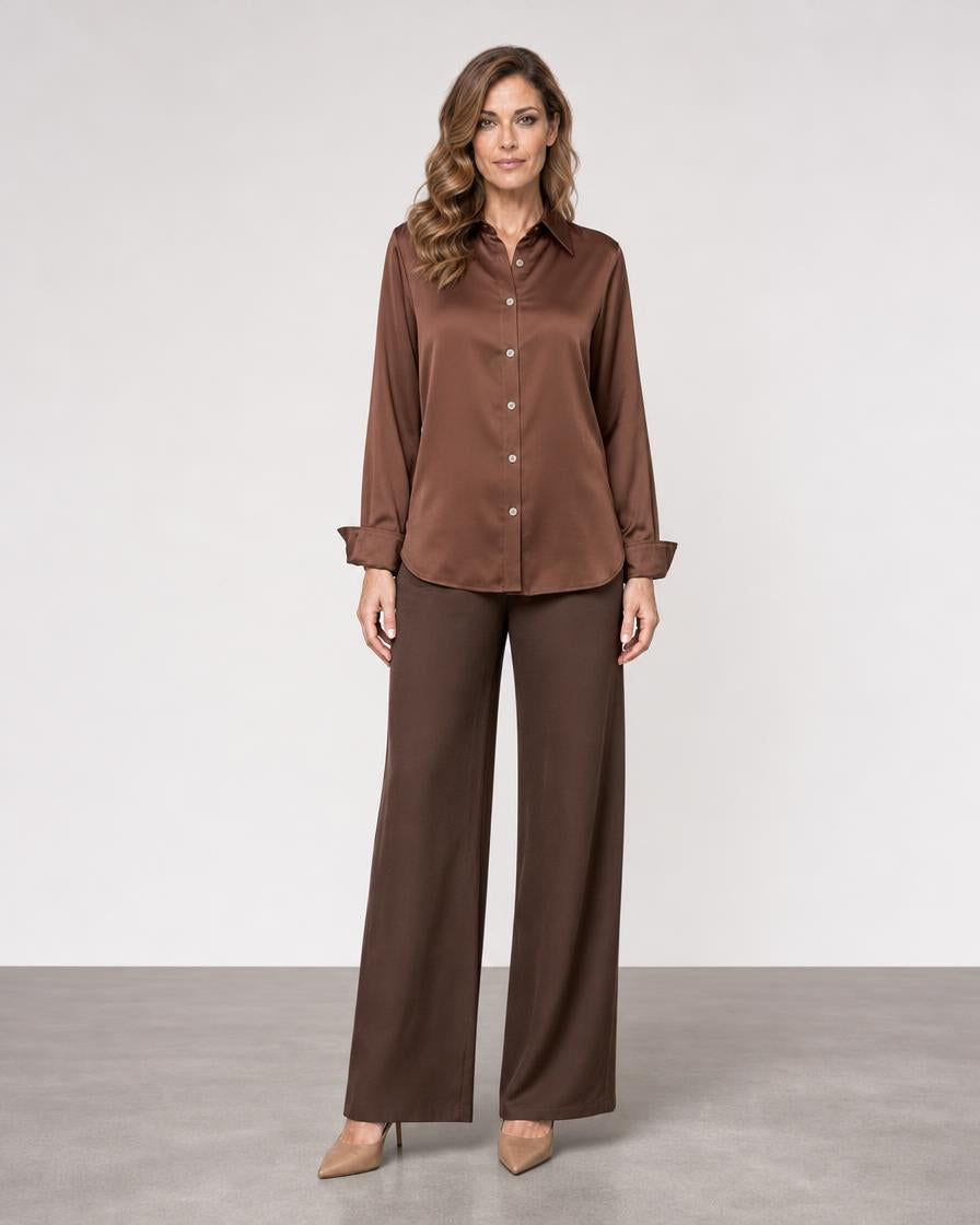 Slim Fit Blouse - Chocolate