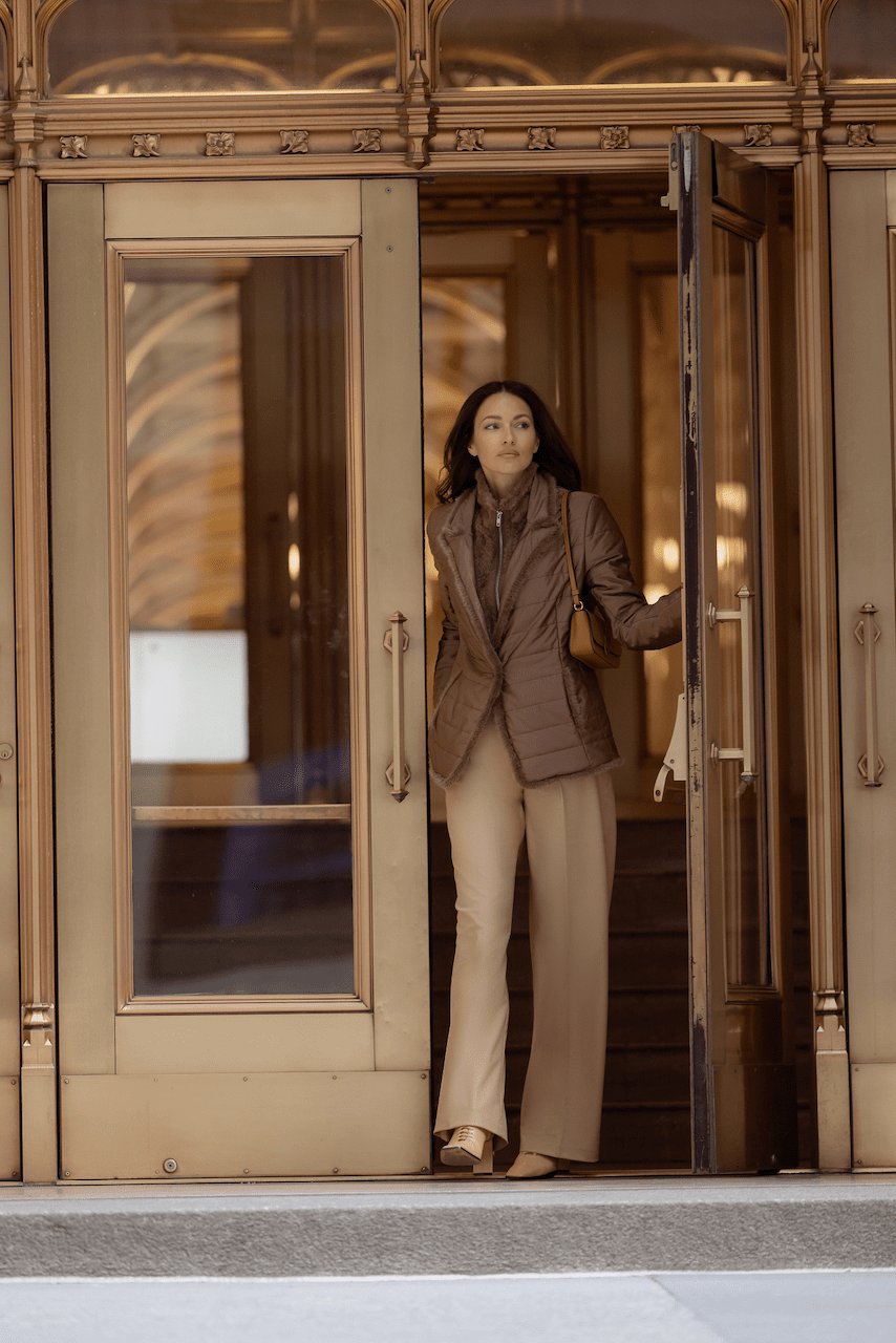 Nylon Jacket with Detachable Mink Bodice Mocca