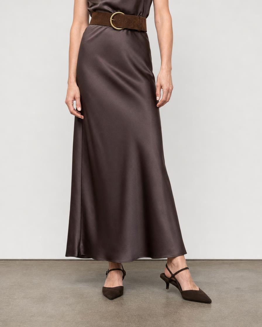 Satin Pleated Top - Espresso