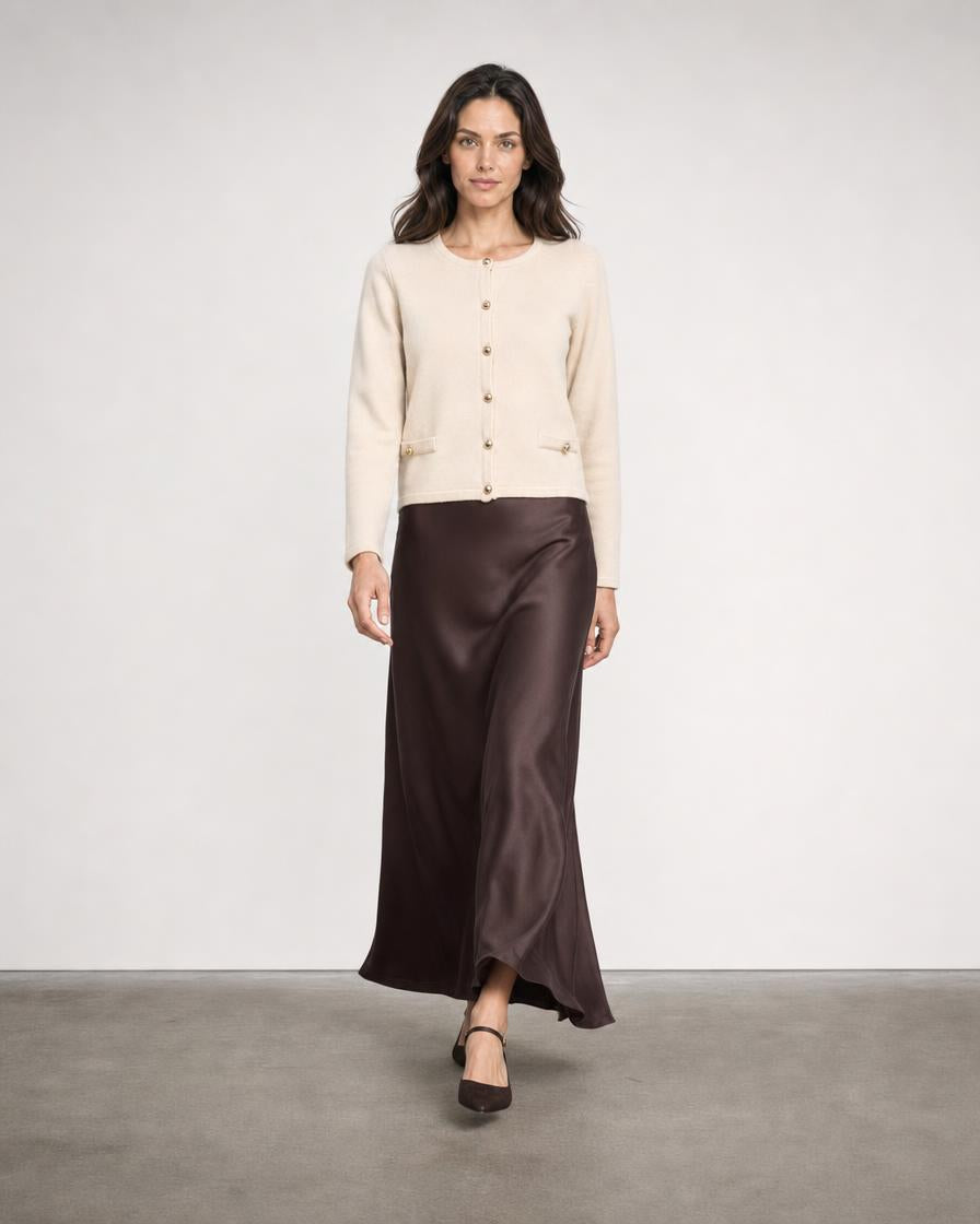Satin Slip Skirt - Espresso