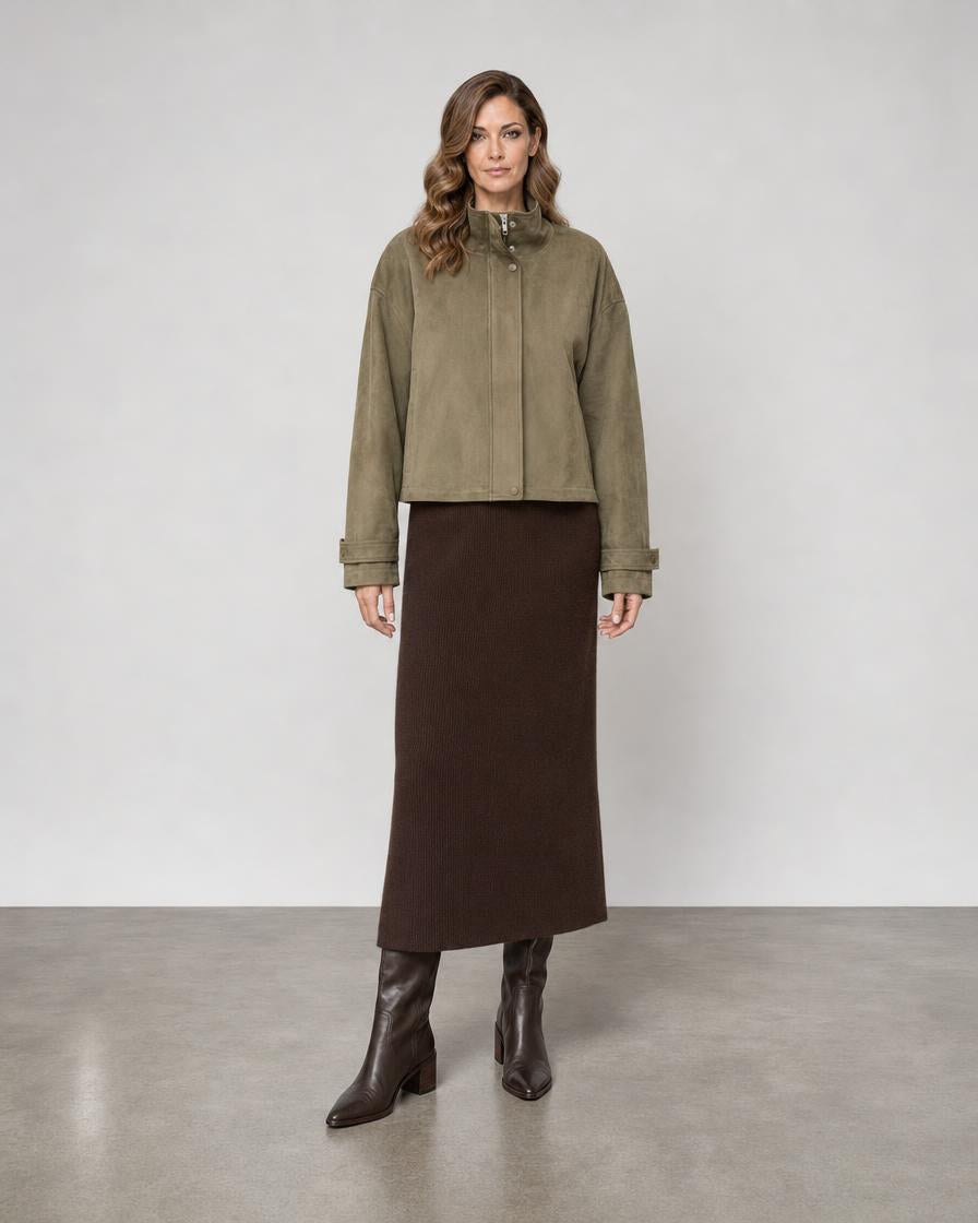 Vegan Suede Jacket - Olive