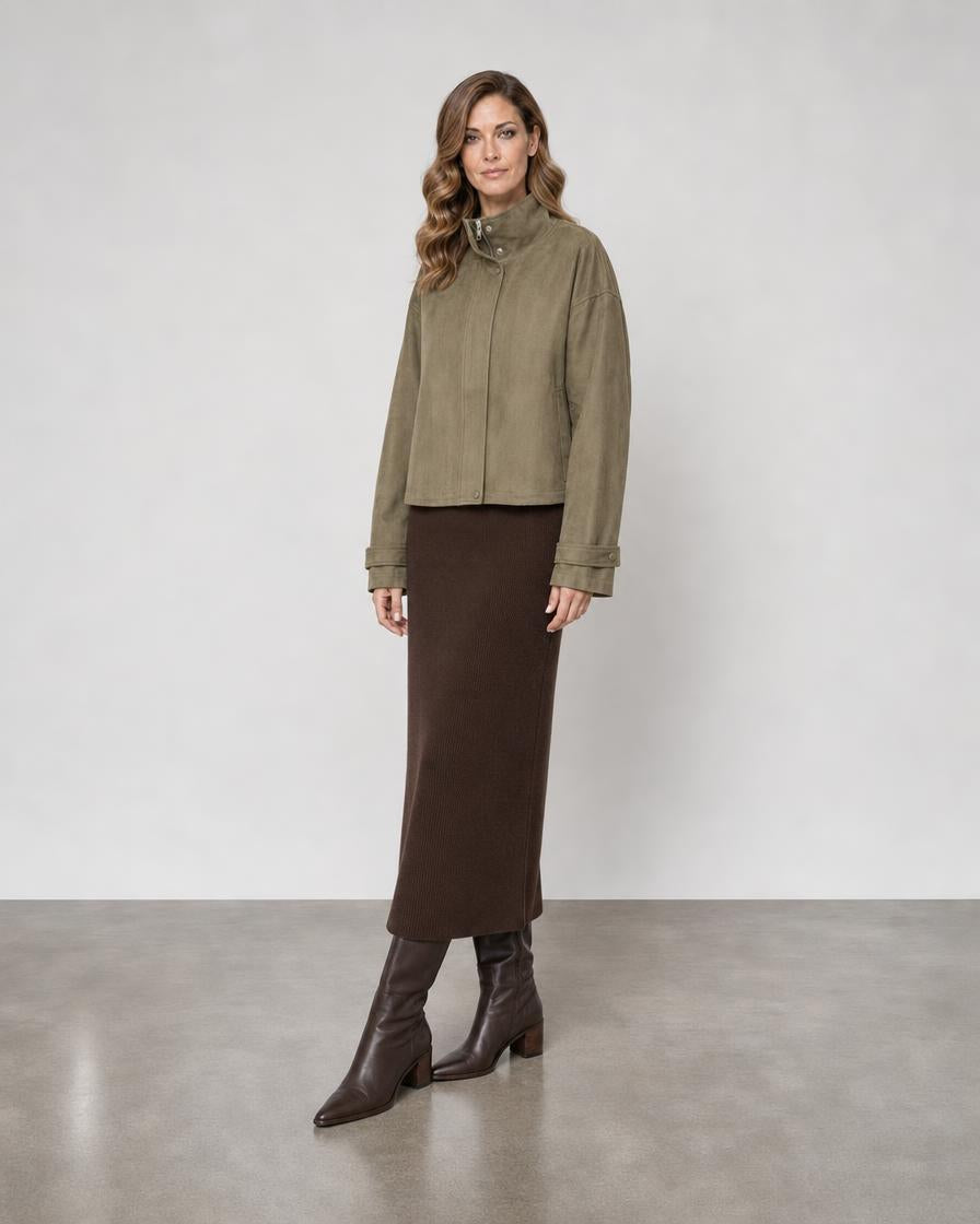 Vegan Suede Jacket - Olive