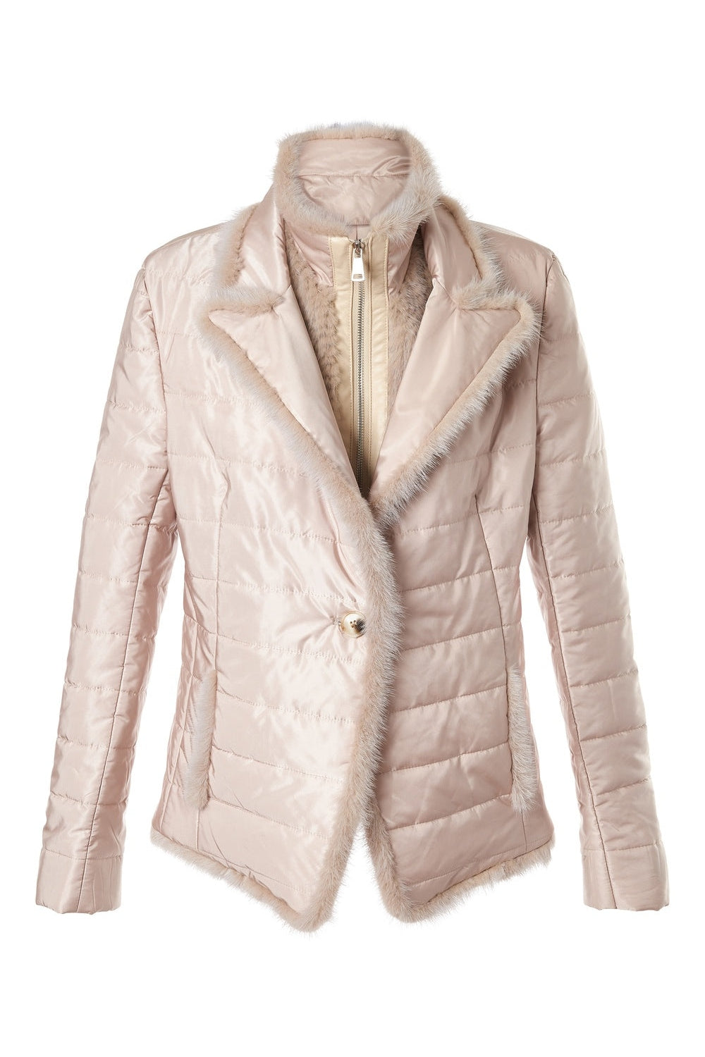 Nylon Jacket with Detachable Mink Bodice Cream