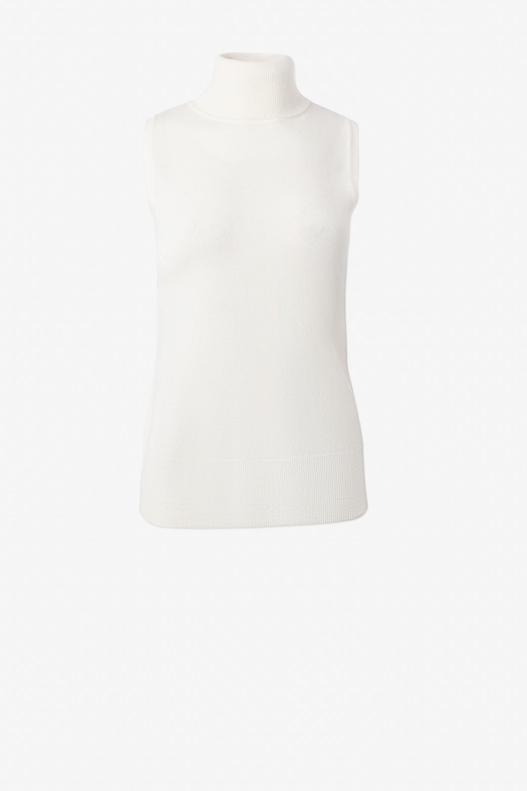 Merino blend sleeveless turtleneck