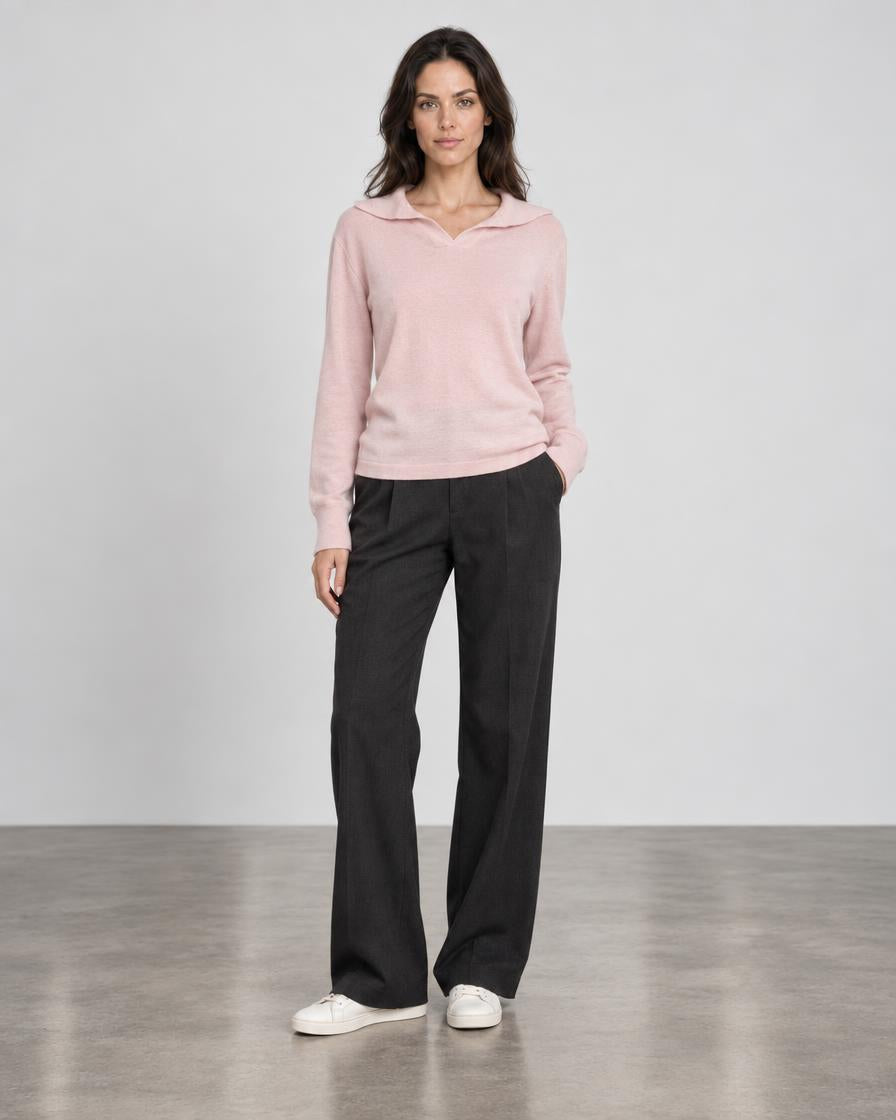 Polo Pullover Sweater - Soft Pink
