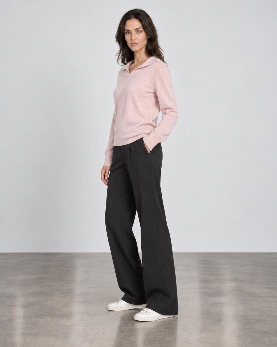 Polo Pullover Sweater - Soft Pink