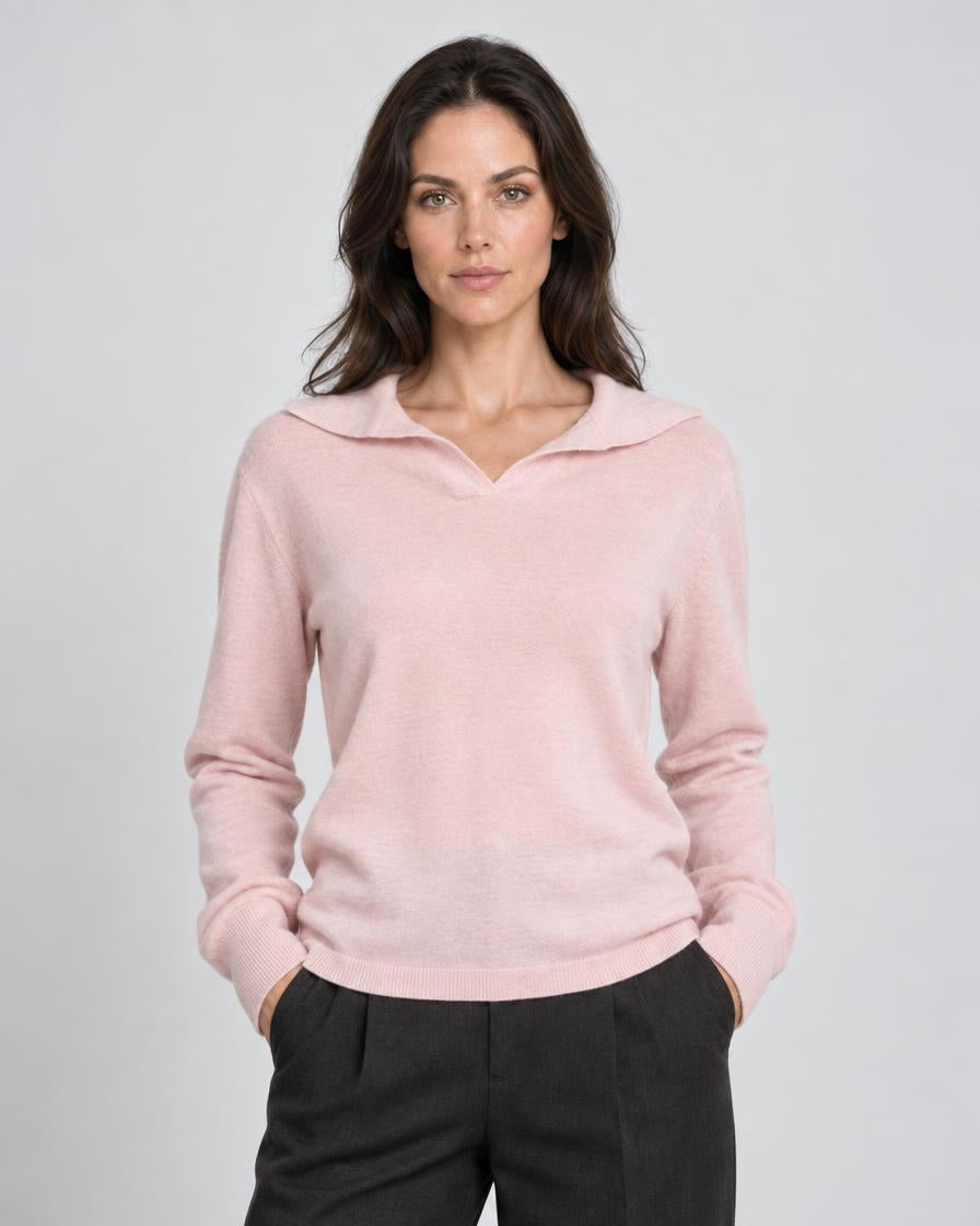 Polo Pullover Sweater - Soft Pink