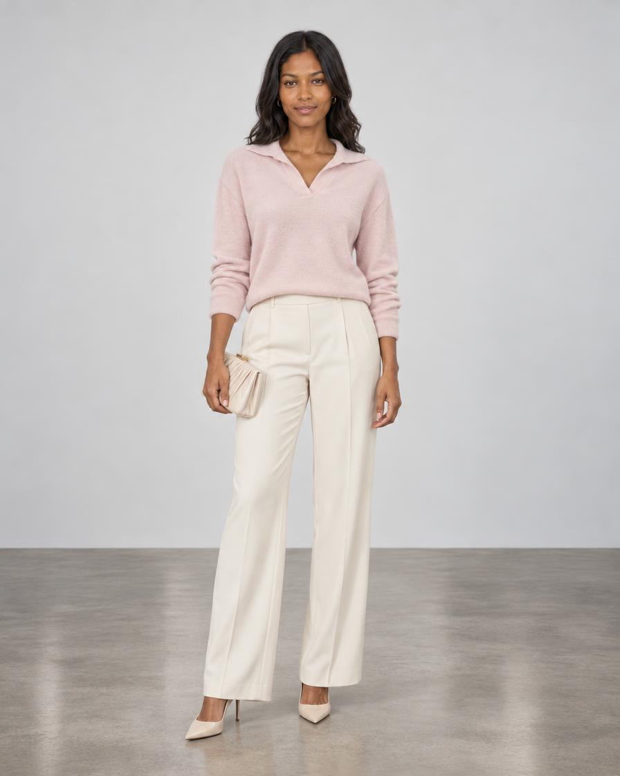 Polo Pullover Sweater - Soft Pink
