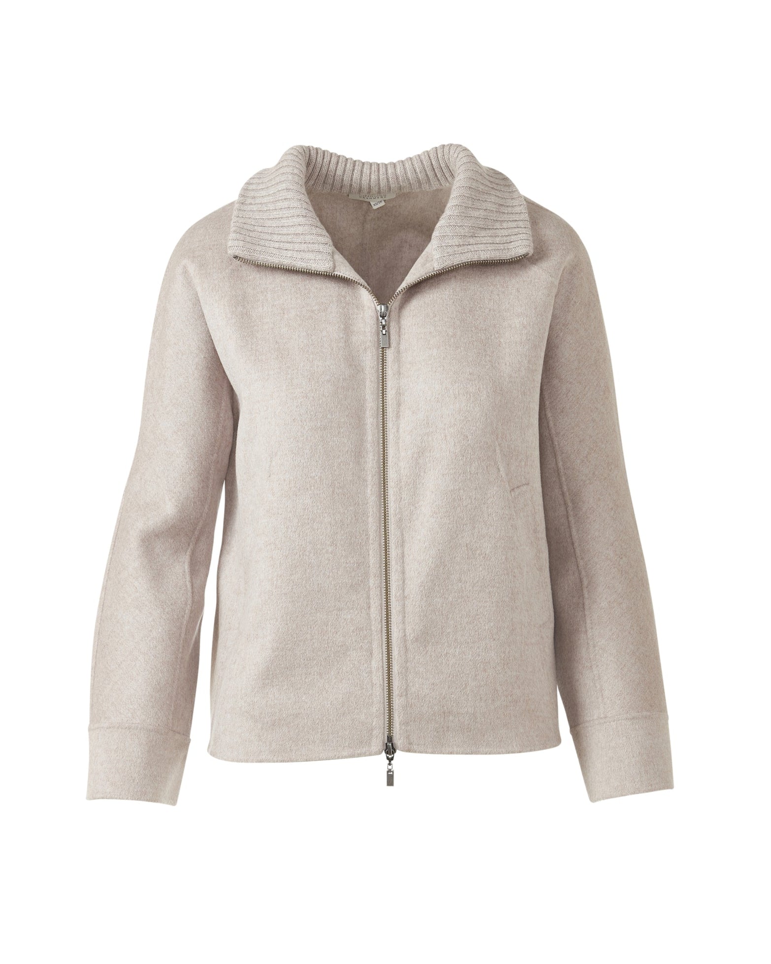 Beige zip-up jacket on a white background