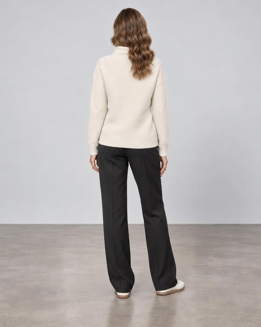 Textured Slouchy Funnel - Ivory
