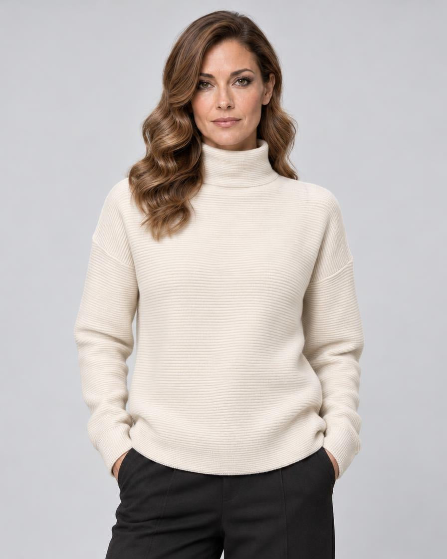 Textured Slouchy Funnel - Ivory