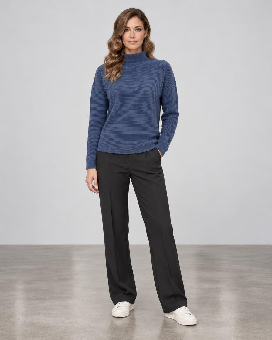 Textured Slouchy Funnel - Navy