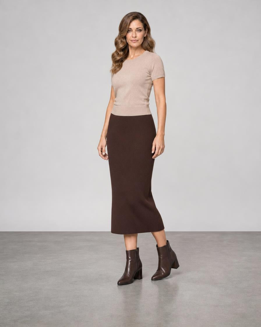 Rib Skirt - Chocolate