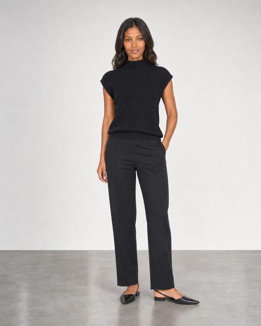 Sleeveless Rib Funnel - Black