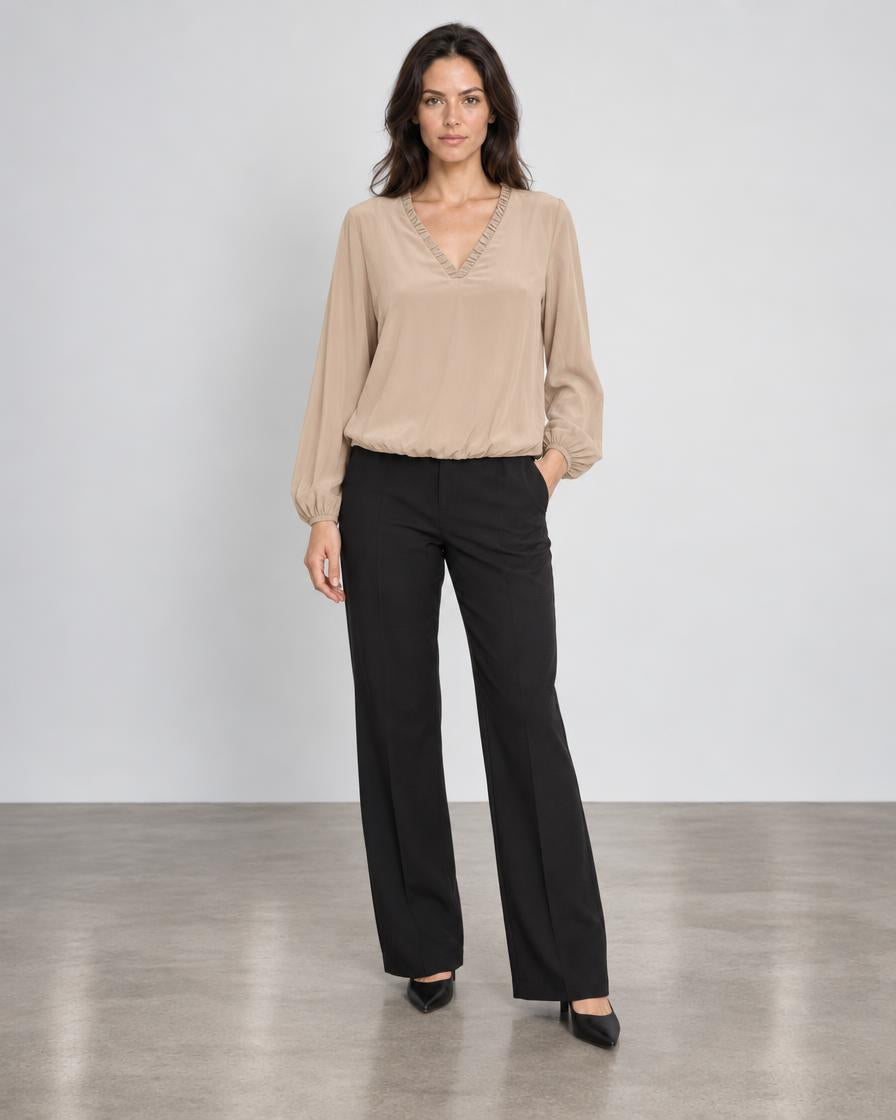 Bubble V Neck Top - Moonlight