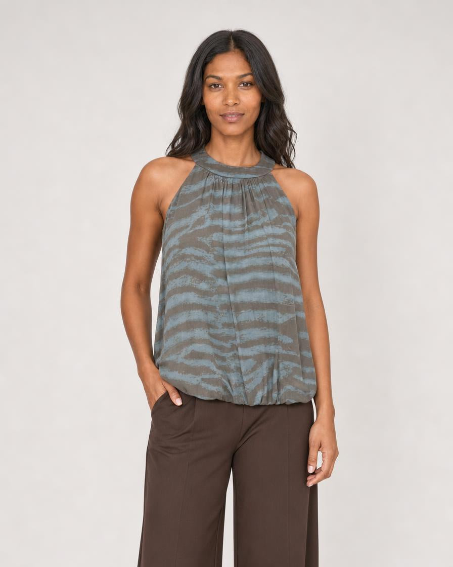 Blue Zebra Tank - Taupe