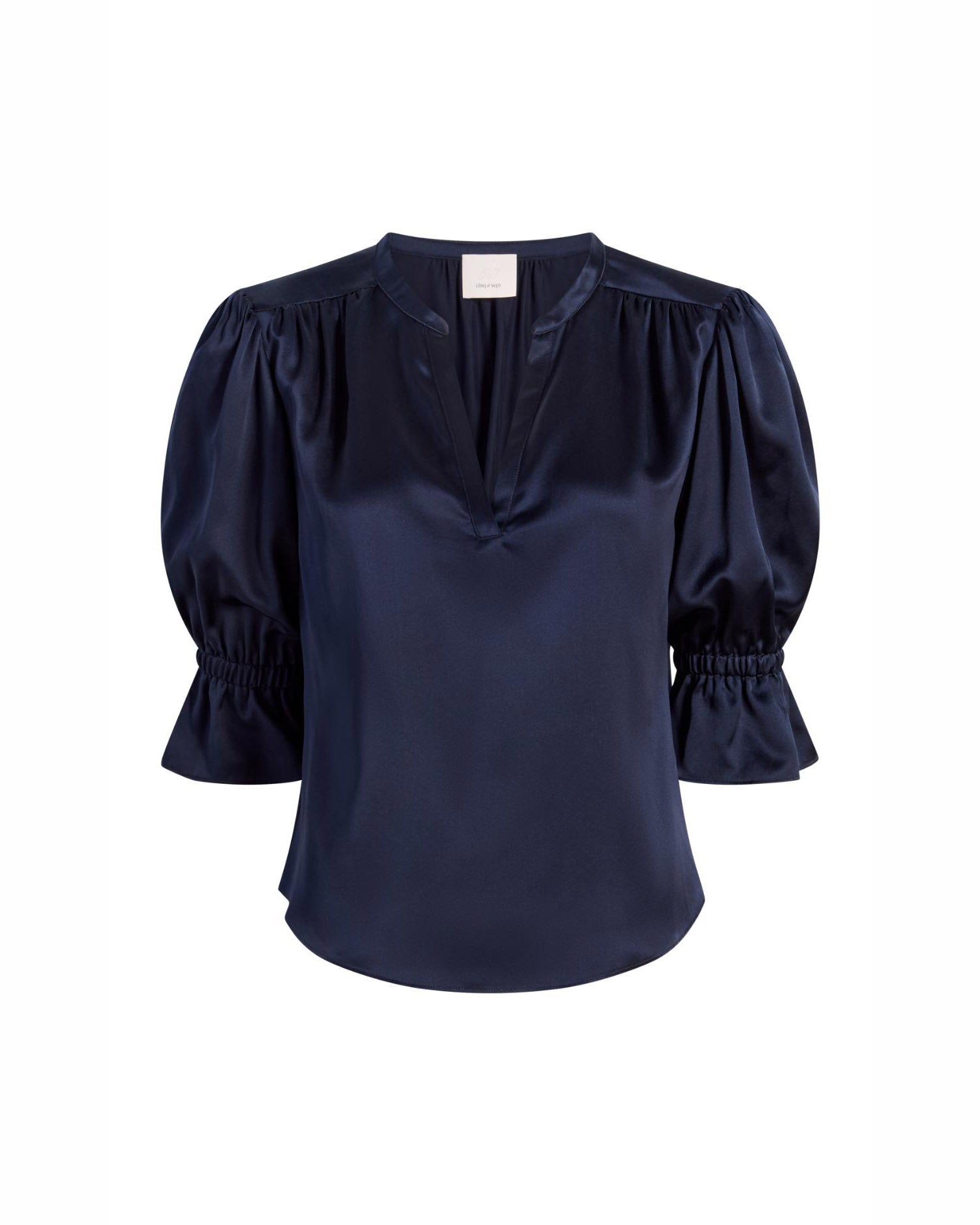 Split Neck Fiona Top - Navy