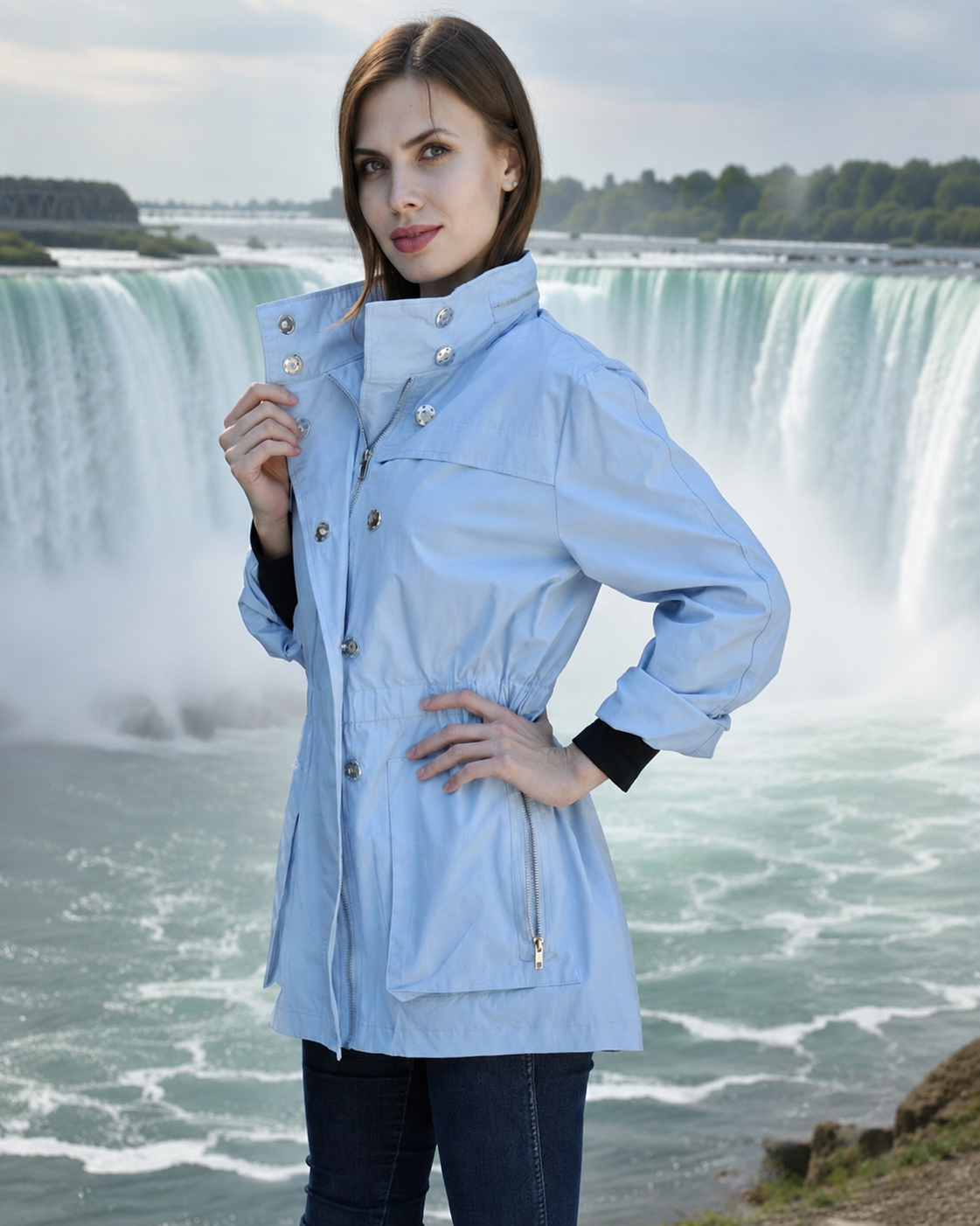 Ciao Milano Anna waterproof jacket in Powder Blue