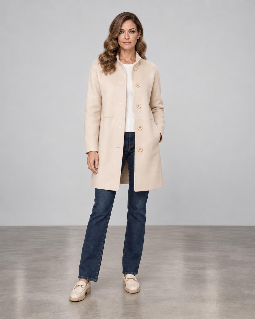 Button Mock Coat - Sandstone