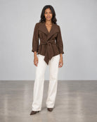 Raw Edge Belted Jacket - Espresso