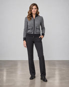 Tweed Zip Mock Cardigan - Black/Multi