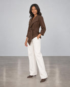 Raw Edge Belted Jacket - Espresso