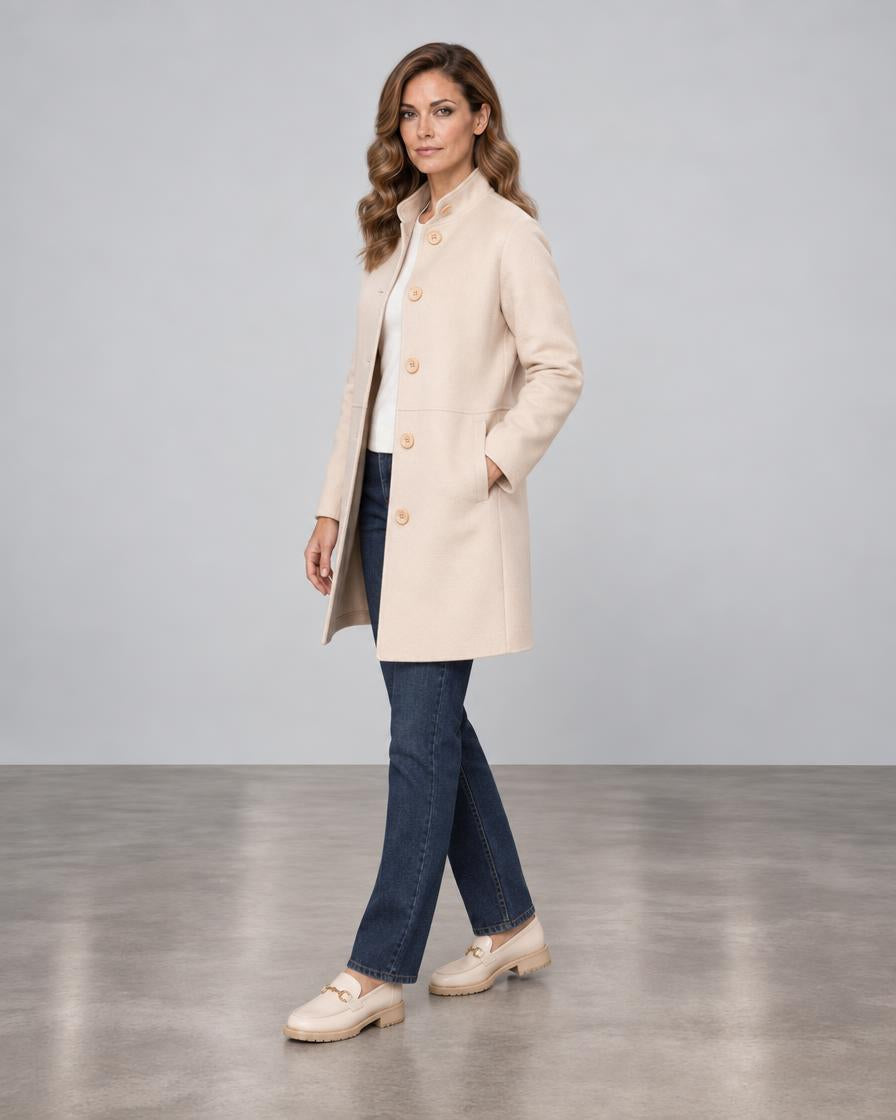Button Mock Coat - Sandstone